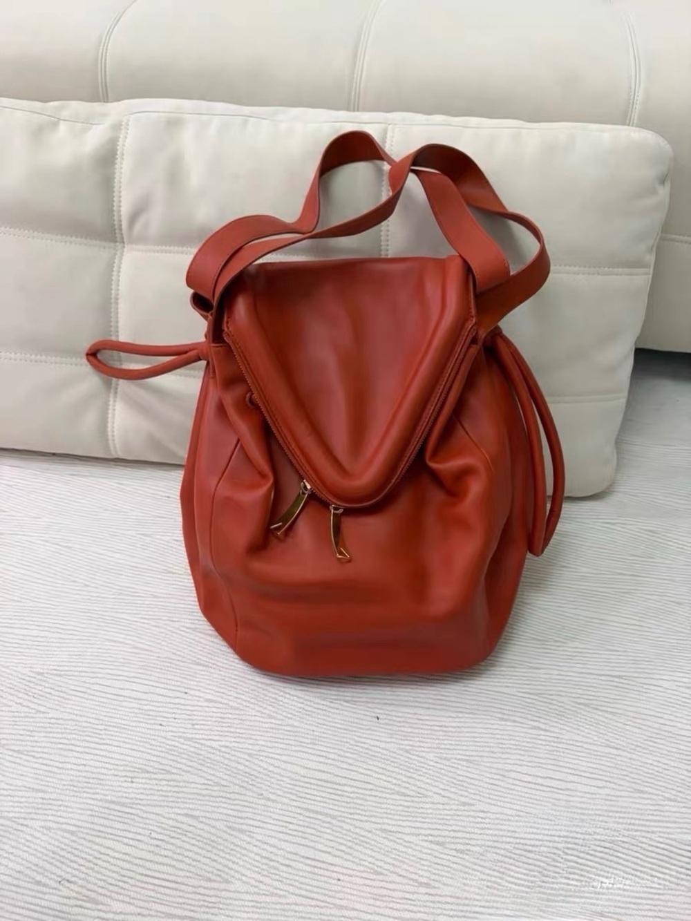 Bottega Veneta Red Leather Hobo Bucket Bag